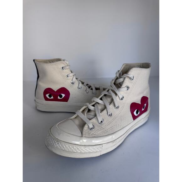 Converse Comme de Garcons Men's 6 Play x Chuck 70 High Milk Sneaker - Picture 1 of 9